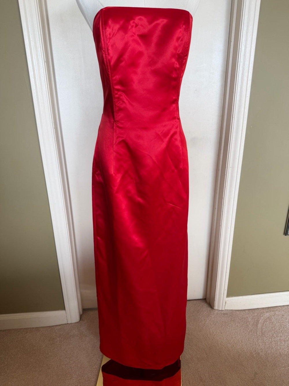 Vintage Jessica McClintock Gunne Sax Red Strapless Formal Gown Size 11
